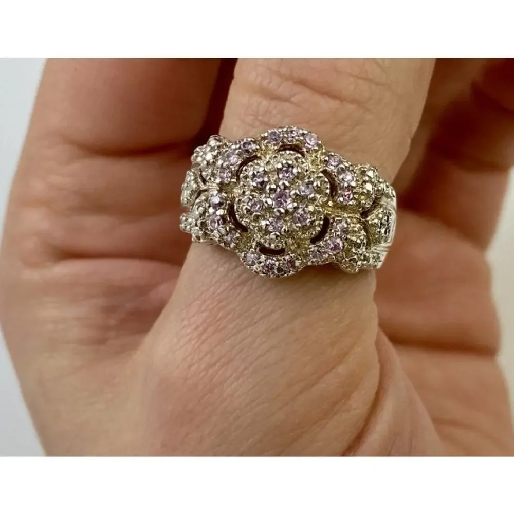 925 Sterling Silver Morganite Ring Size 10.25